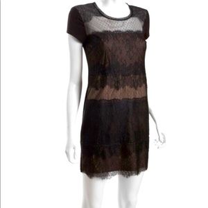BCBG Stretch Jersey Knit Lace Front Dress -Size L